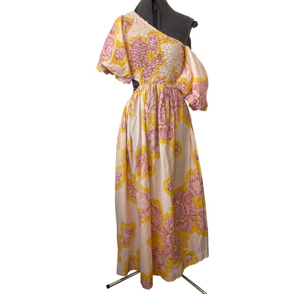 Free People 100% Cotton Kalina Asymmetrical Printed Midi Dress • Size XS - Picture 2 of 6